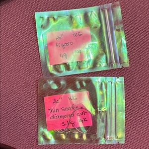 10K 20" White Gold Figaro Chain 4G & 14k snake diamond cut chain 20”